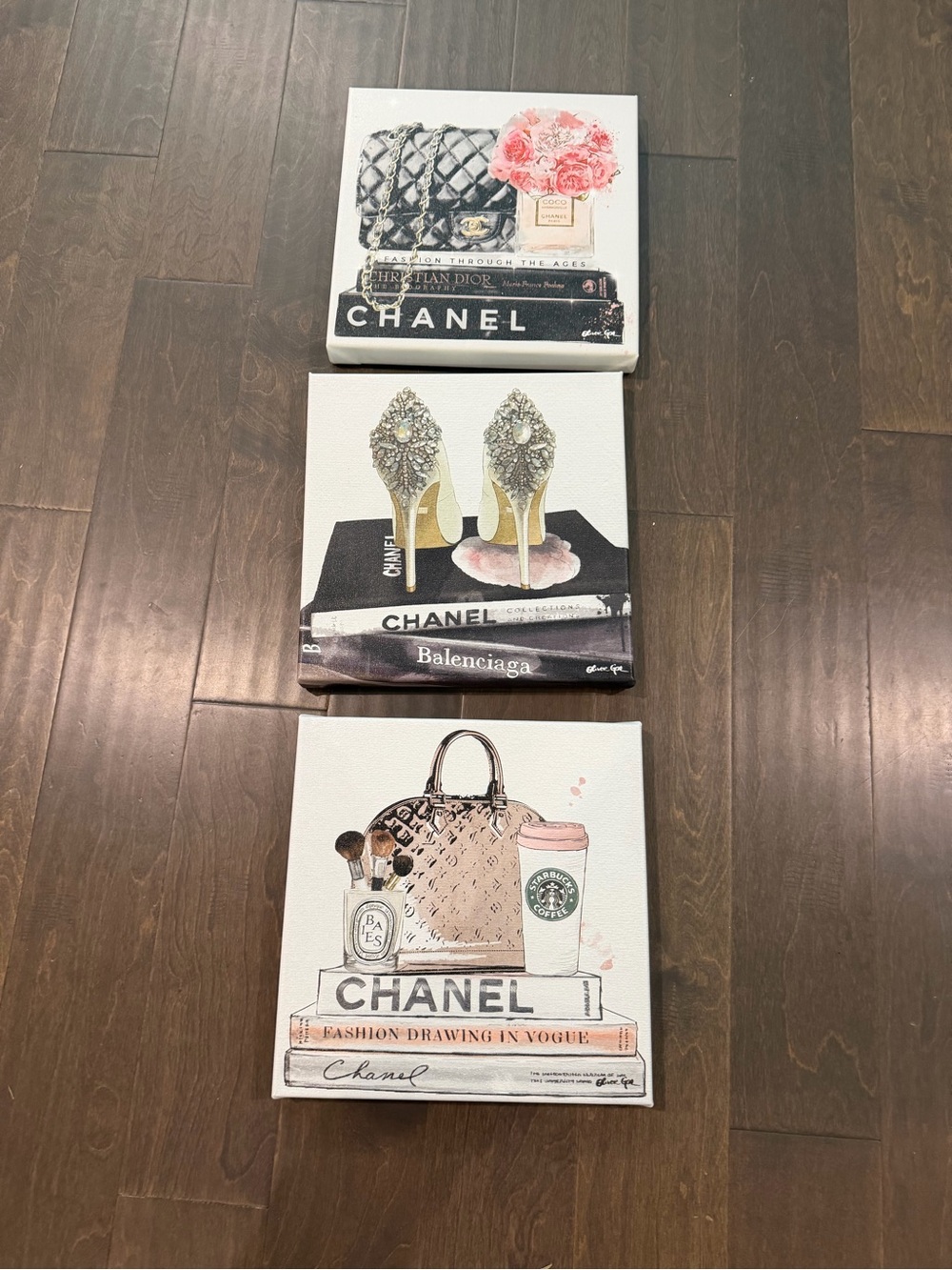 CHANEL Pink, Black and Gold Fashion Canvas Trio